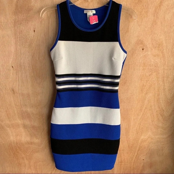 **NEW A’GACI Colorblock Sleeveless Bodycon Dress - Picture 1 of 8